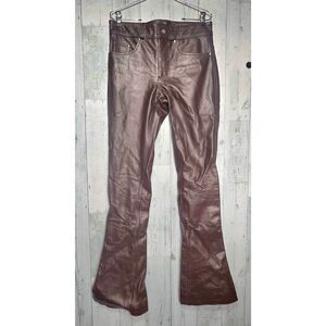 Nyrva Brown Leather Flare Leg Pants Sz. 30